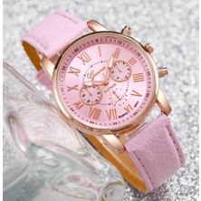 Rose Moda kadın kol  Saat Roma   Rakamlı Suni deri Kayışlı Yuvarlak Kasa