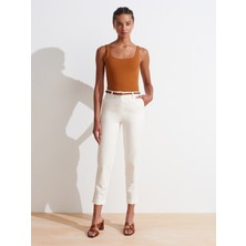 71651 Kemerli Chino Pantolon-Beyaz