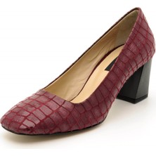 Costo Shoes 2018 Bordo timsah baskılı Büyük Numara Kadın Ayakkabıları