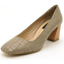 Costo Shoes 2018 Vizon-Timsah Topuklu Büyük Numara Kadın Ayakkabısı