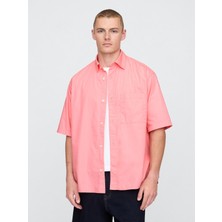 Gap Erkek Açık Pembe Organik Pamuk Oversize Poplin Gömlek