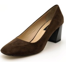Costo Shoes 1453 Kahve Süet Topuklu Büyük Numara Kadın Ayakkabıları