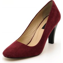 Costo Shoes 1923 Bordo Süet Topuklu Büyük Numara Kadın Ayakkabıları