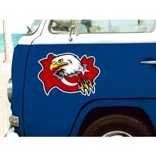Türk Bayrağı Kartal Sticker Araba Oto Motosiklet Etiket 01134