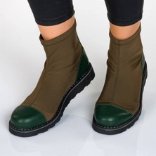 Costo Shoes 19273 Haki Dalgıç Strech Kumaş Büyük Numara Kadın Ayakkabı