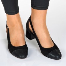 Costo Shoes 15105 Siyah Süet Siyah Analin  Büyük Numara Bayan Ayakkabılar