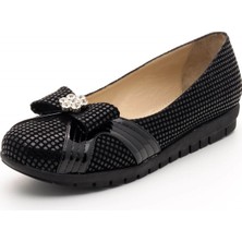 Costo Shoes 18539 Siyah Damla Baskı Büyük Numara Babet