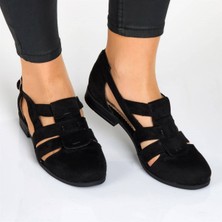 Costo Shoes 6259 Siyah Suet Büyük Numara Bayan Ayakkabı