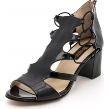 Costo Shoes 17428 Siyah Rugan Topuklu Büyük Numara Kadın Ayakkabıları