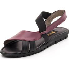 Costo Shoes 180052 Bordo Siyah  Büyük Numara  Sandalet