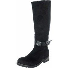 Costo Shoes K1011-1 Siyah Streç Kadın Çizme Büyük Numara