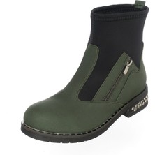 Costo Shoes K606 Haki Siyah Büyük Numara Üst Kalite Kadın Bot Rahat Kalıp
