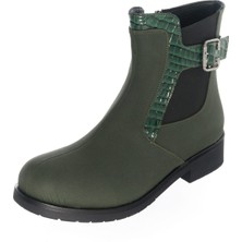 Costo Shoes K098 Haki Yağlı Nubuk Büyük Numara Kadın Bot Çizme