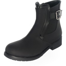 Costo Shoes K098 Siyah Yağlı Nubuk Büyük Numara Rahat Geniş Kalıp Kadın Bot Çizme