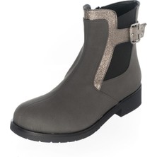 Costo Shoes K098 Gri Yağlı Nubuk Büyük Numara Rahat Kalıp Kadın Bot