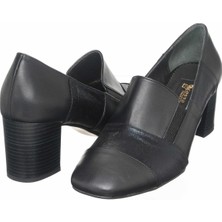 Costo Shoes 15118 Siyah Cilt Büyük Numara Kadın Topuklu Ayakkabı