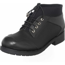Costo Shoes K303 Siyah Streç Üst Kalite Rahat Geniş Kalıp Büyük Numara Kadın Bot