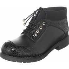 Costo Shoes K911 Siyah Rahat Geniş Kalıp Streçli Kadın Bot