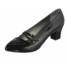 Costo Shoes KDR1616 Siyah Rugan Büyük Numara Kadın Ayakkabısı Özel Seri Rahat Geniş Kalıp