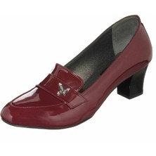 Costo Shoes KDR1266 Bordo Rugan Büyük Numara Kadın Ayakkabısı Rahat Geniş Kalıp Özel Seri