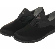 Costo Shoes DRL7033 Siyah Süet Gündelik Rahat Geniş Kalıp 4 Mevsim Büyükl Numara Kadın Ayakkabısı