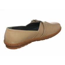 Costo Shoes DRL7010 Vizon Büyük Numara Kadın Gündelik Büyük Numara Ayakkabı Babet Rahat Geniş Kalıp