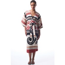 Etnik Desenli Shay Uzun Kimono