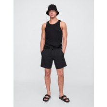 Gap Erkek Siyah 6" Relaxed Seersucker Yüzme Şortları