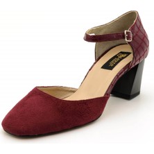 Costo Shoes 9797 Bordo Süet Büyük Numara Kadın Ayakkabıları