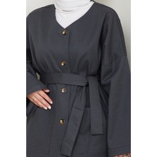 Kemerli Ceket Pantolon Gabardin Takım 1557 - Antrasit