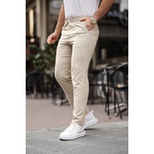 Mero Life Erkek Krem Italyan Kesim Slim Fit Kaliteli Esnek Likralı Bilek Boy Kumaş Pantolon