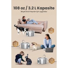 3.2 L Tekli Paslanmaz Çelik Kedi Köpek Için Otomatik Su Pınarı Su Çeşmesi Su Sebili Sessiz Pompalı