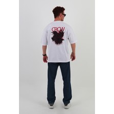 Mantova Crow-Oversize Tişört | Sırt Baskılı – Minimal Göğüs Desenli Unisex Tshirt
