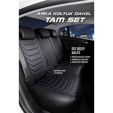 Castor Oto  Bmw 1 Serisi 116  Uyumlu Lüx Deri Oto Koltuk Kılıfı Ön Arka Takım Sports Model Siyah Mavi
