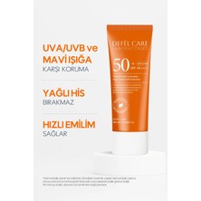 Defel Care Spf 50 Vücut Güneş Kremi Yağ ve Beyaz Kalıntı Bırakmayan Uva/uvb Koruyucu Nemlendirici Krem (100 Ml)