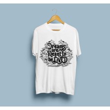 Oversize Hayaller Yaşanmak Içindir Yazılı Tasarım Unisex T-Shirt