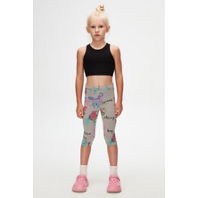 Ay Grisi Chirping Animals Kız Çocuk Desenli Diz Altı Tayt Kapri