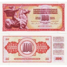 Banknoting Yugoslavya 100 Dinar 1986. Tito Dönemi. Çil Kondisyon.