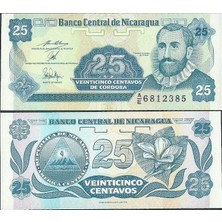 Banknoting Nikaragua 25 Centavos 1991 Çil Kondisyon.