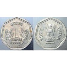 Banknoting Hindistan 1 Rupi 1985 H. Ekstra Güvenlikli Kenarlı.