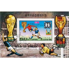 Banknoting Kuzey Kore Damgalı Blok 1978. Dünya Kupası Kuzey Kore - Italya. 11 x 7.5 Cm.