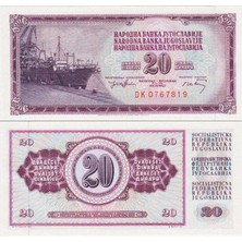 Yugoslavya 20 Dinar 1974. Tito Dönemi. Gemi Temalı. Çil Kondisyon.