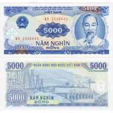 Vietnam 5000 Dong 1991. Ho Chı Mınh Portreli. Çil.