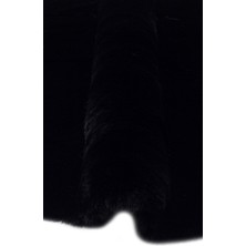 MLS BLACK SINGLE N  - MOLLIS NEW - Yumuşak Dokulu Uzun Tüylü Yıkanabilir Tavşan Postu - BLACK - 75*105