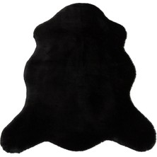 MLS BLACK SINGLE N  - MOLLIS NEW - Yumuşak Dokulu Uzun Tüylü Yıkanabilir Tavşan Postu - BLACK - 75*105