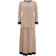 Miss Dalida Taş Ucu Renk Şeritli Triko Kloş Etek T25Y-2005