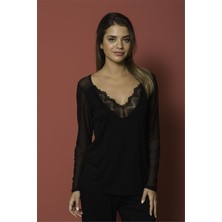 Monamise 18154 Kadın Siyah Pijama Takım