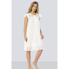 Türen Kadın Ekru Önden Düğmeli Gecelik 3284