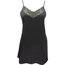 Magic Form 87430 Kadın Siyah Krep Saten Dantelli Gecelik