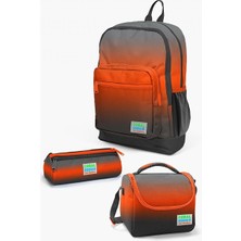 Coral High Kids Turuncu Gri Renk Geçişli 3’lü Okul Çanta Seti - Erkek Çocuk